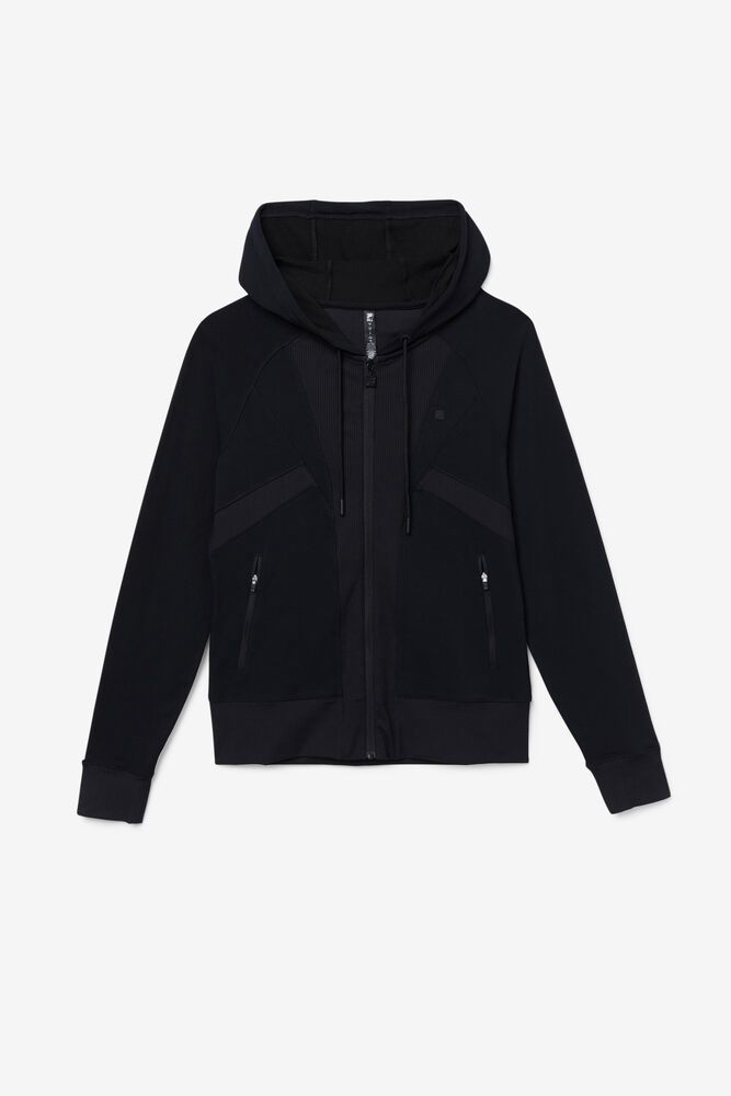 Fila Fi-lux Texture Full Zip Black Hoodie Womens - NZ 24067-EXUZ